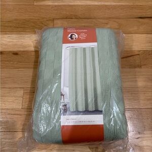 NWT Design by Drew Sage Green Fabric Shower Curtain